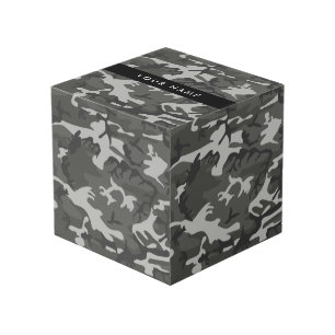 Cube Photo Modèle de camouflage gris, Votre nom, Personnalise