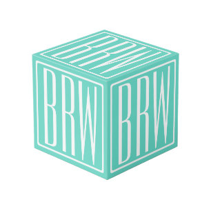 Cube Photo Monogramme Initiales 3 Moderne Gras   Blanc Sur Aq