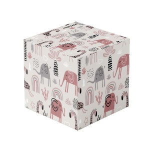 Cube Photo motif avec de mignons éléphants et girafes géant