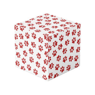 Cube Photo Motif de pattes, pattes de chien, pattes rouges