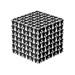 Cube Photo Motif Ermine, Motif médiéval, Blanc sur Noir