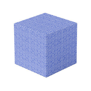 Cube Photo Motif grec à clé carré bleu H