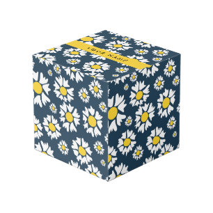 Cube Photo Motif marguerite, marguerites blanches, votre nom