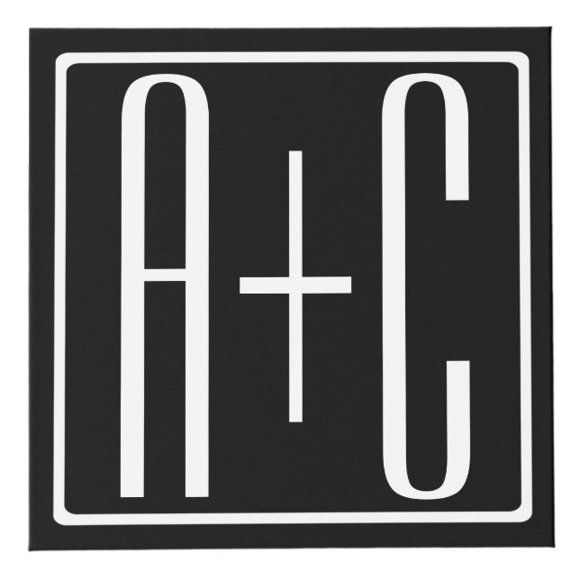 Cube Photo Noir & Blanc | Initiales de couple (Haut)