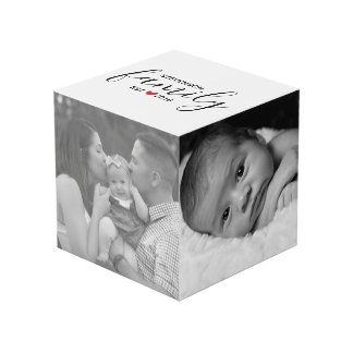 Cube Photo Nom de famille noir Est. Année Red Heart Family Ph