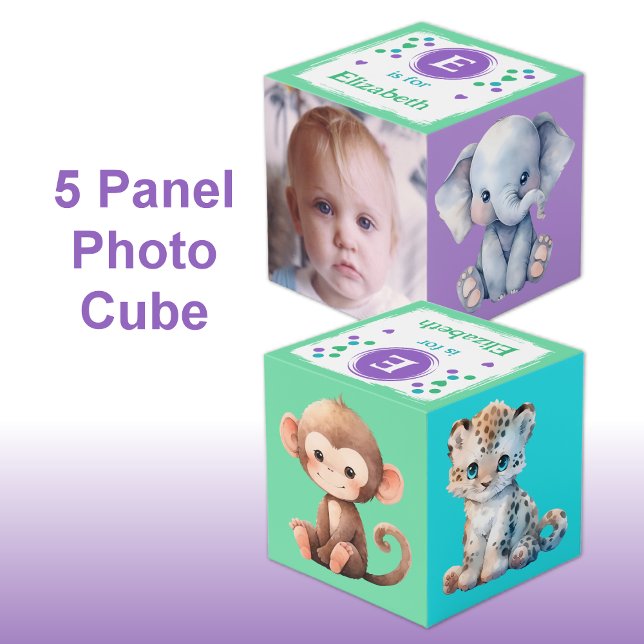 Cube Photo Nom de la photo pour bébé mignon animal pourpre de (Créateur téléchargé)
