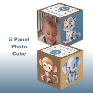Cube Photo Nom de photo d'animal mignon pour nurserie bleu ma