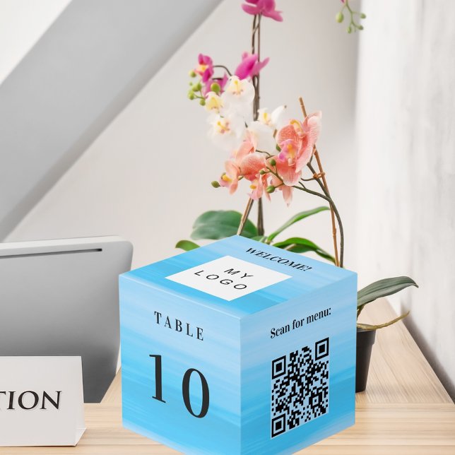Cube Photo Numéro de table QR code menu plage logo de l'entre (Créateur téléchargé)