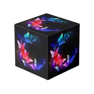 Cube Photo Papillons de nuit Neon brillants sur arrière - pla