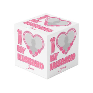 Cube Photo Personnalisé I Love My Husband - Ajouter Photo & N
