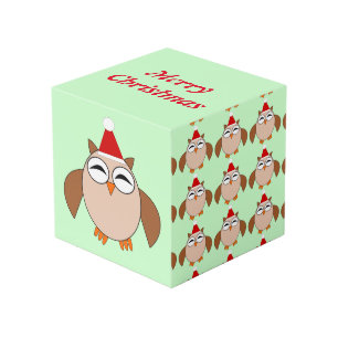 Cube photo personnalisée Chouette de Noël