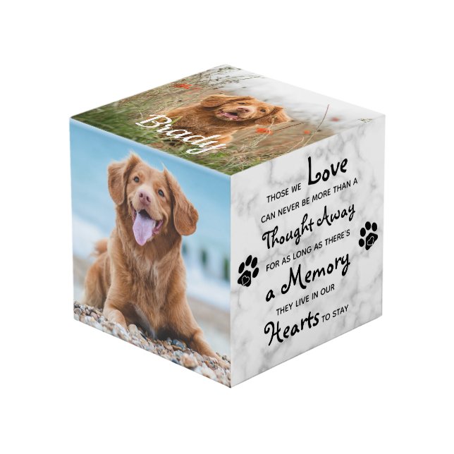 Cube Photo Pet Memorial Personnalisé Chien Keepsaké Photo Cub (Angle devant)