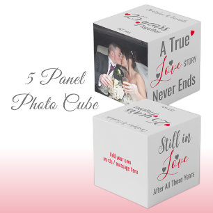 Cube Photo Photo rouge de 25 ans d'argent