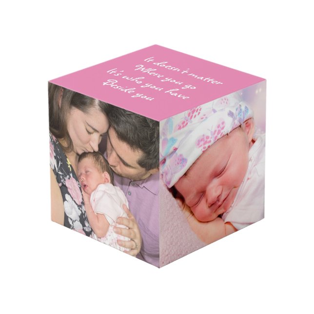 Cube Photo Quatre photos Bébé Fille Famille à côté de vous Ci (Angle devant)