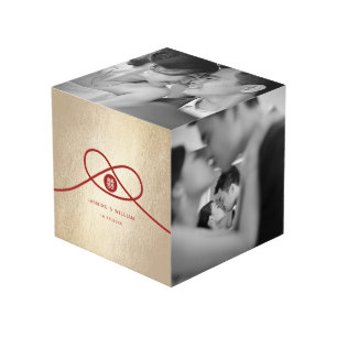 Cube Photo Red Knot Union Double Bonheur Mariage chinois