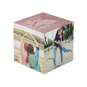 Cube Photo Rose Gold Étincelle Parties scintillant Drives Mon