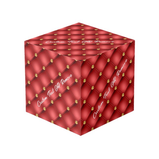 Cube Photo Rouge Diamant Tufted personnalisé Nom de texte Cub (Angle devant)