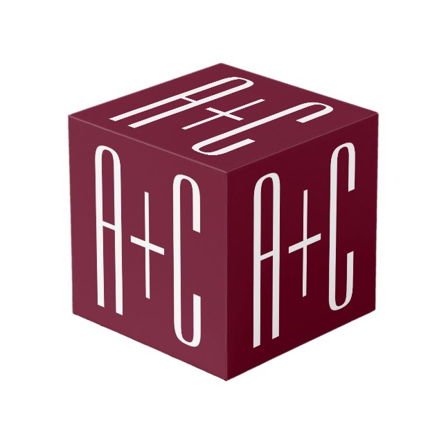 Cube Photo Simple Couples | White & Burgundy (Angle devant)