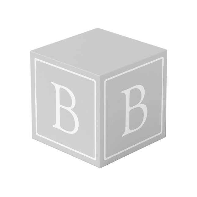 Cube Photo Simple Light Grey monogram (Angle devant)