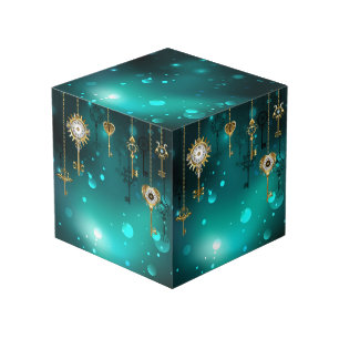 Cube Photo Skeleton Keys on Green Background