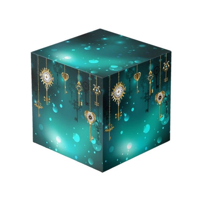 Cube Photo Skeleton Keys on Green Background (Angle devant)