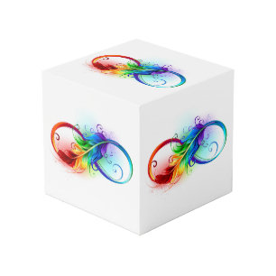 Cube Photo Symbole d'infini avec plume arc-en-ciel