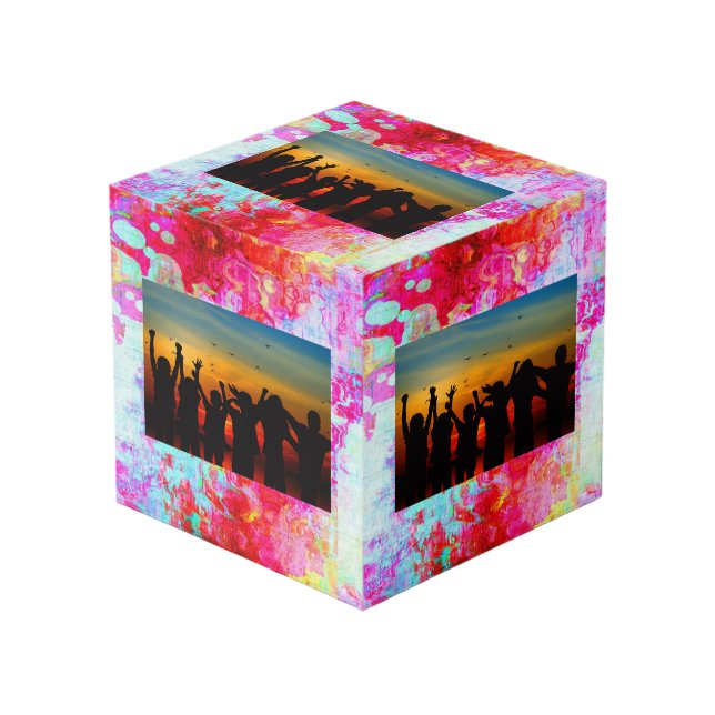 Cube Photo Texture rouge rose (Angle devant)