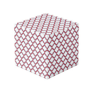 Cube Photo Trellis blanc et rouge, treillis, Quatrefoil
