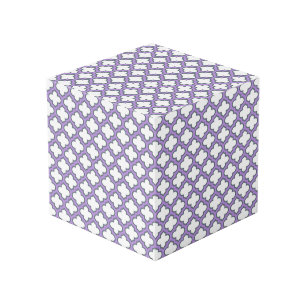 Cube Photo Trellis blanc et violet, treillis, Quatrefoil