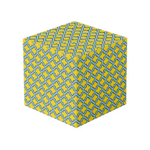 Cube Photo Trellis jaune et bleu bébé, treillis, Quatrefoil