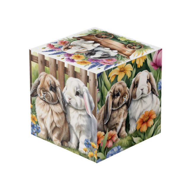 Cube Photo Trois petits lapins lapins de lapin de lop (Angle arrière)