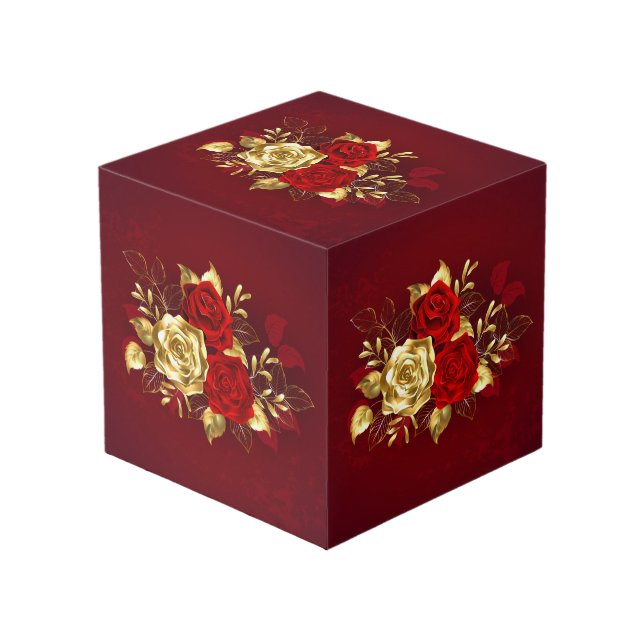 Cube Photo Trois Roses de bijoux (Angle devant)