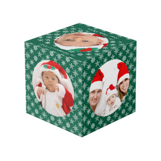 Cube Photo Your Round Photos Santa Baby Green & Snowflakes