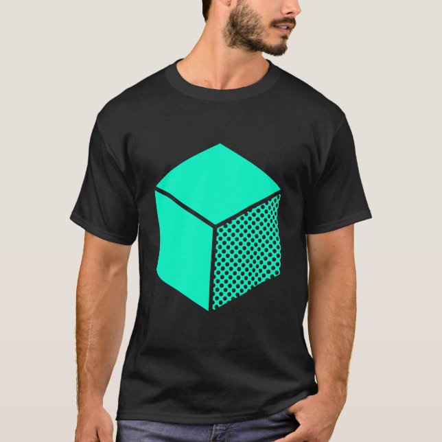 Cube - Turquoise on Dark T-Shirt (Front)
