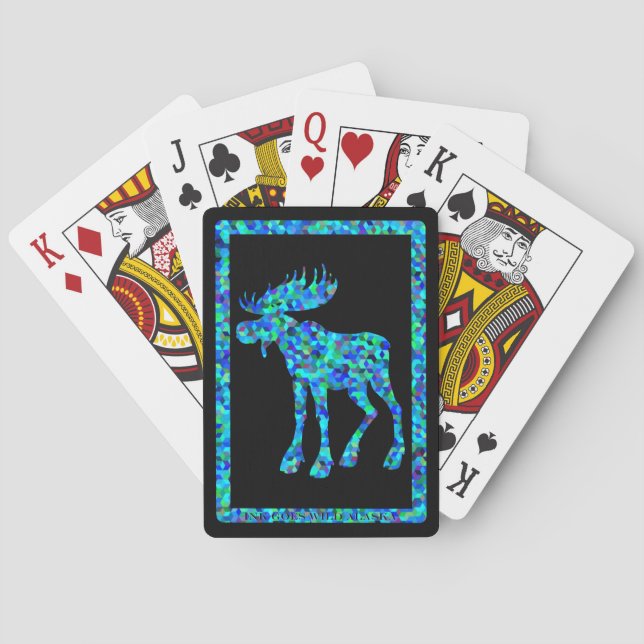 Cubed Moose on Black - Playing Cards (Back)