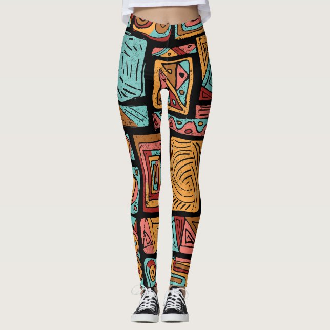 Cubes Abstraits Leggings (Devant)