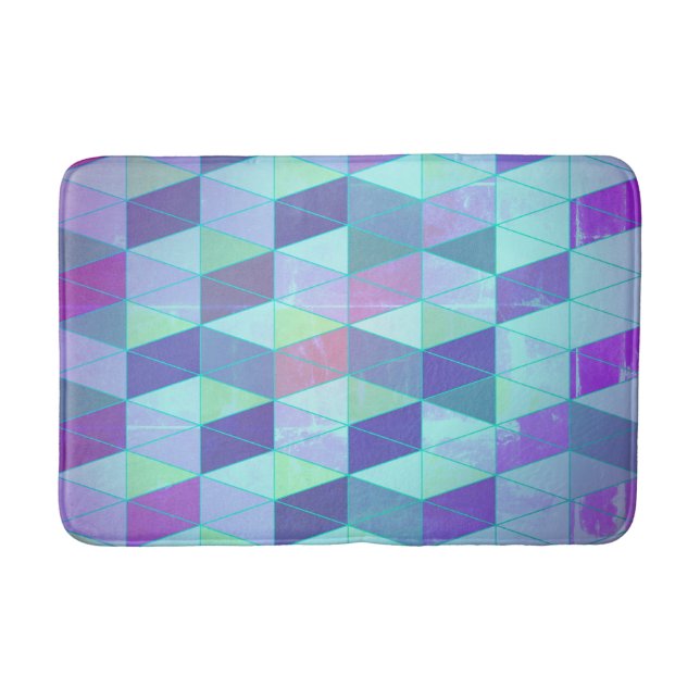 Cubes Into Triangles Geometric Pattern Bath Mat (Front)