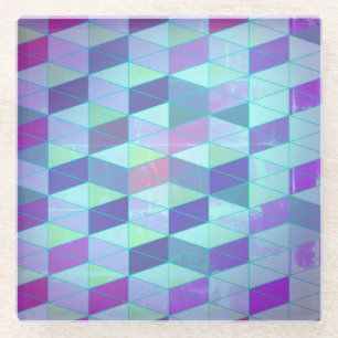 Cubes Into Triangles Geometric Pattern Glass Coaster