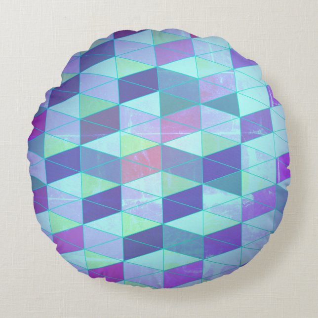 Cubes Into Triangles Geometric Pattern Round Pillow (Front)