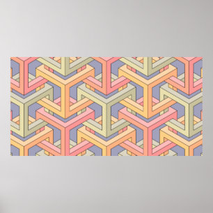 Cubes. Seamless 3D pattern. Optical illusions. Mod Poster