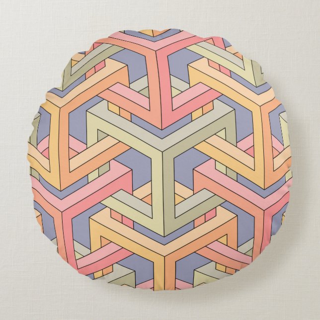 Cubes. Seamless 3D pattern. Optical illusions. Mod Round Pillow (Front)