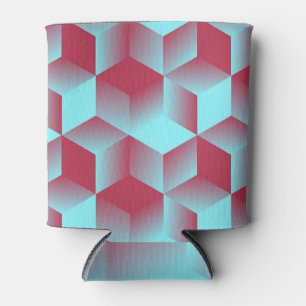 Cubic Geometric: Red Blue Seamless. Can Cooler
