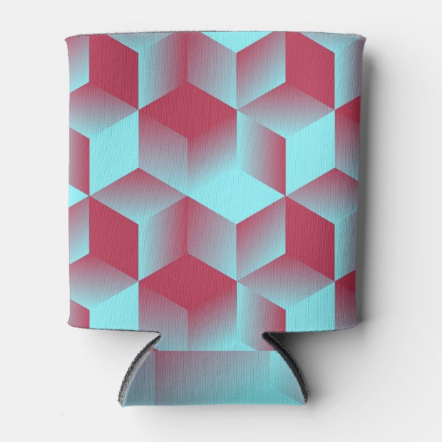 Cubic Geometric: Red Blue Seamless. Can Cooler (Front)
