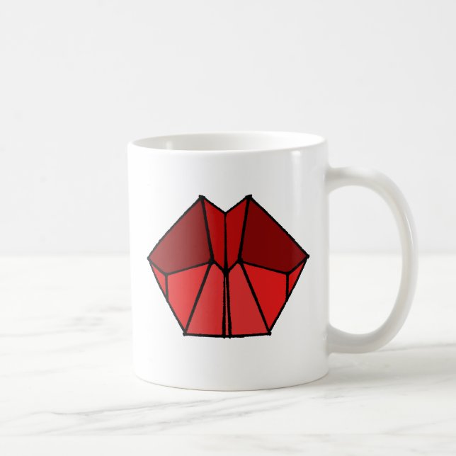 Cubic Lips Red Shades Coffee Mug Cup (Right)