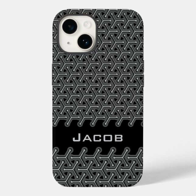 Cubic steel grey black patterned custom name Case-Mate iPhone case (Back)
