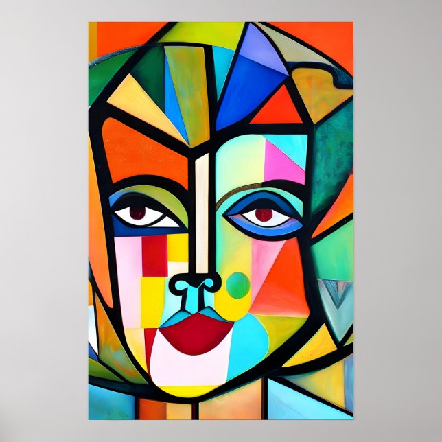 Cubism Abstract Face Poster (Front)