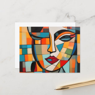Cubism Abstract Lady Face Postcard