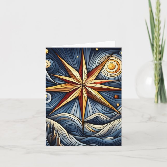 Cubism Art Christmas Star  Card (Front)