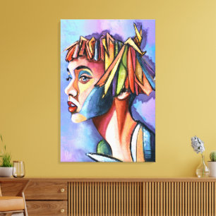 Cubism Art Lady Canvas Print