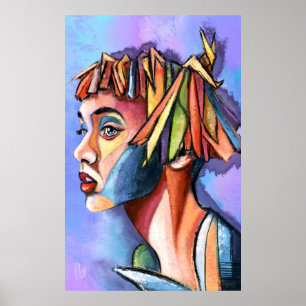Cubism Art Lady Poster